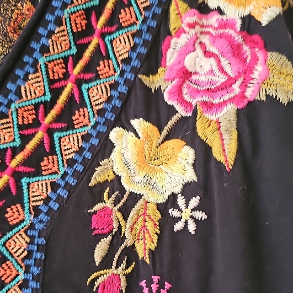 Johnny Was Black Tunic with Colorful Embroidery - Picture 3 of 3